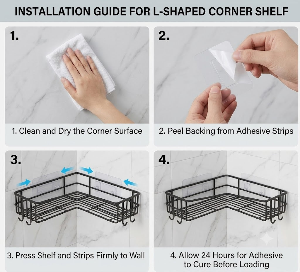 (Pack of 2) Wall Mounted Self-Adhesive Shelf/Storage Organizer for Bathroom and Kitchen Corner Corner Rack Storage Shelves Bathroom Shelf/Shelves